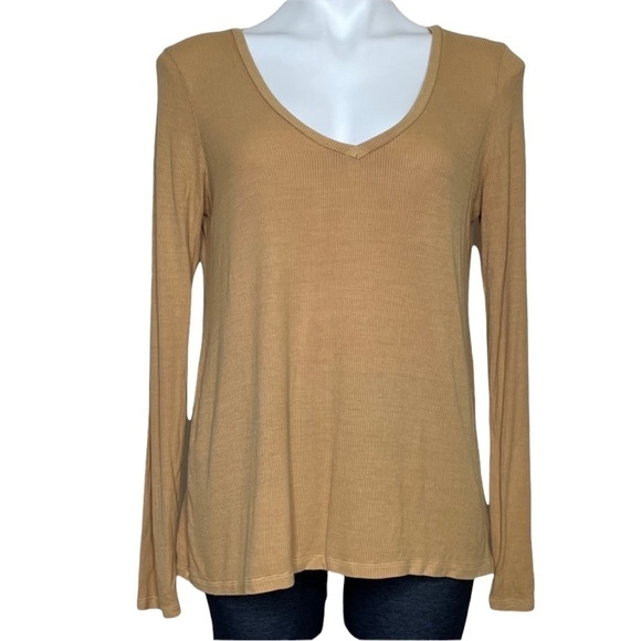 AE soft & sexy ribbed tan long sleeved tee medium - Picture 2 of 7